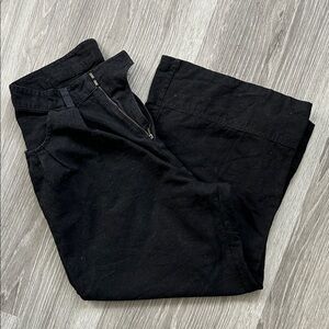 Free People Wide-Leg Paper Bag Linen-Blend Cropped Pants